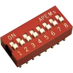DIP spínač APEM DS-08, 10,16 x 6,9 mm, 500 V/DC, standardní, 8pól.