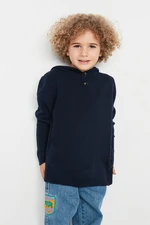 Trendyol Navy Blue Hooded Boy Knitwear Sweater