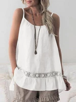 Solid Hollow Out Backless Adjustable Splicing Cotton Cami