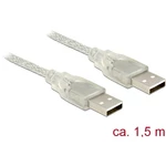 Delock #####USB-Kabel USB 2.0 #####USB-A Stecker, #####USB-A Stecker 1.50 m priehľadná s feritovým jadrom