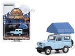 1969 Nissan Patrol (60) Light Blue with White Top and Campotel Cartop Sleeper Tent "The Great Outdoors" Series 3 1/64 Diecast Model Car by Greenlight