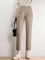 Solid Pocket Pleated Tailored Pants For Women