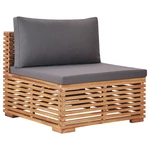 Garden Middle Sofa with Gray Cushion Solid Teak Wood