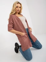 Dusty pink knitted cardigan with pockets RUE PARIS