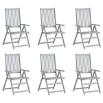 Garden Reclining Chairs 6 pcs Gray Solid Acacia Wood