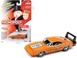 1969 Dodge Charger Daytona "Chance" Orange with Black Tail Stripe and Graphics with Game Token "Monopoly" "Pop Culture" 2022 Release 1 1/64 Diecast M