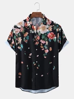 Mens Floral Print Light Casual Short Sleeve Designer Shirts