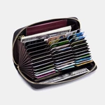 Women Genuine Leather RFID Organ Design Multi-card Slot Clutch Purse Long Wallet
