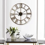 40cm/50cm Golden European Creative Wall Clock Vintage Decorative Wrought Iron Roman Wall Clock Silent Clock