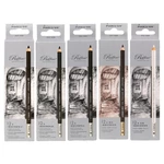 Marco 12Pcs Wood Drawing Sketch Pencil Set Soft Charcoal Pencils Pen Black White Brown for Student Sketching Professiona