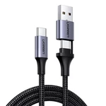 UGREEN US314 2-In-1 PD 100W Fast Charing Cable Type-C to USB 2.0 / Type-C Data Cable 5A 480Mbp/s 1M Quick Charging & Dat