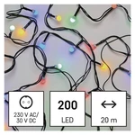 Vianočné osvetlenie EMOS 200 LED cherry reťaz - guličky, 20 m, vonkajšie aj vnútorné, multicolor, časovač (D5AM03) vianočná reťaz • viacfarebné osvetl