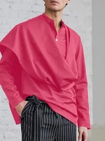 Mens Stand-up Collar Irregular Shawl Shirts SKUI53026