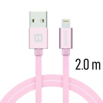 Datový kabel Swissten Textile USB Lightning 2 M, pink gold