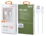 Datový kabel , USB-C, 2A, 1m, prodloužený konektor 9mm, White