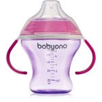 BabyOno Take Care Non-spill Cup with Soft Spout tréninkový hrnek s držadly Purple 3 m+ 180 ml BabyOno Take Care Non-spill Cup with Soft Spout tréninkový hrnek s držadly Purple 3 m+ 180 ml