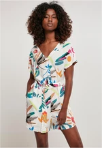 Women's jumpsuit with a short viscose belt in white sandy fruit color Women's jumpsuit with a short viscose belt in white sandy fruit color