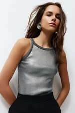 Trendyol Silver Foil Printed Basic Knitwear Blouse