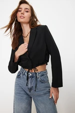 Trendyol Black Woven Waist Detail Adjustable Blazer Jacket