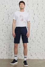 AC&Co / Altınyıldız Classics Men's Navy Blue Slim Fit Slim Fit Dobby Shorts with Side Pockets.