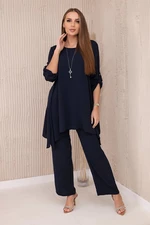 Set blouse + trousers with pendant navy blue