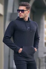 Madmext Black Basic Sweatshirt with a hoodie 6014