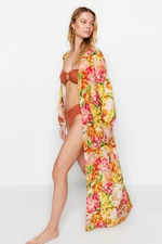 Trendyol Maxi Woven Kimono & Kaftan with Floral Pattern Belt