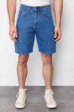 Trendyol Blue Regular Fit Denim Shorts with Cargo Pocket