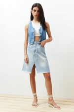 Trendyol Blue Stitch Detail Denim Skirt