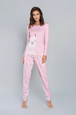 Peruvian long sleeve pyjamas, long pants - pink/pink print