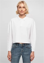 Women's Short Oversized Long Sleeve Polo White