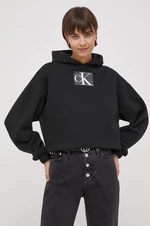 Mikina Calvin Klein Jeans dámská, černá barva, s kapucí, s aplikací, J20J222962