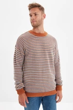 Trendyol Camel Regular Crew Neck Jacquard Sweater