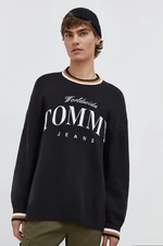 Bavlněný svetr Tommy Jeans černá barva, lehký, DM0DM18365