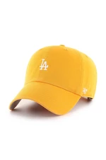 Bavlněná baseballová čepice 47brand MLB Los Angeles Dodgers žlutá barva, s aplikací