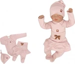 Z&amp;Z 3-dílná soupravička body, polodupačky s volánkem a čepička Mašlička - pudrová, vel. 50 (0-1m)