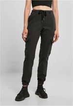 Women's High Waisted Knitted Denim Cargo Pants - Black
