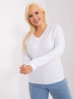 White women's plus size blouse with patch