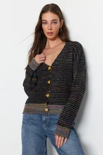 Trendyol Black Soft Textured Gradient Knitwear Cardigan