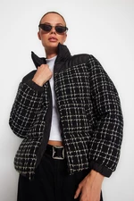 Trendyol Black Premium Oversize Tweed puffadt kabát