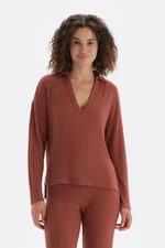 Dagi Brick Polo Neck Half-Place Sweatshirt