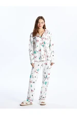 LC Waikiki Shirt Collar New Year Themed Long Sleeve Women's Pajama Set