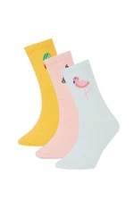 DEFACTO Girls' Cotton 3 Pack Long Socks
