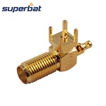 Superbat SMA thru hole Female Bulkhead Right Angle PCB Mount & Straignt for Cable1.13mm