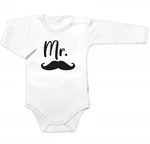 Body dl. rukáv Mr., bavlna Baby Nellys, bílo/černé, vel. 56 (1-2m)