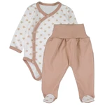 Body dlouhý rukáv zap. bokem+polodupačky Star Baby - béžový, vel. 62