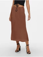 Brown Ladies Satin Maxi Skirt ONLY Mayra - Ladies