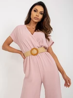 Light pink summer jumpsuit with wide legs