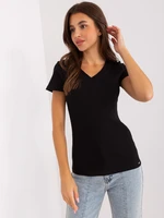 Basic black blouse with ribbed cut