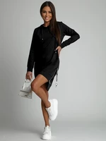 Black asymmetrical dress with zippers on the sides